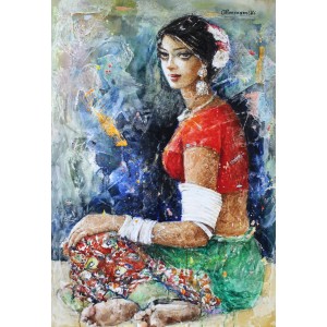 Moazzam Ali, 43 x 30 Inch, Watercolor on Paper, Figurative Painting, AC-MOZ-061